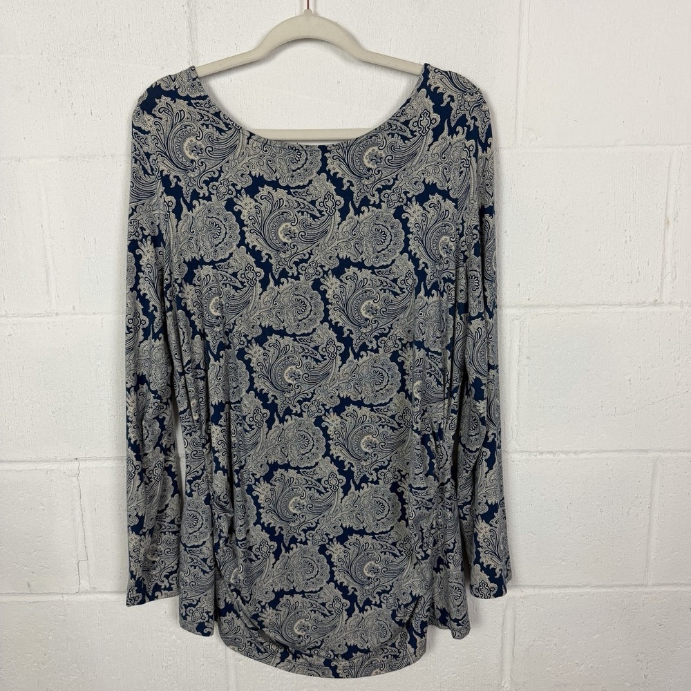 Talbots Tunic Paisley Ruched Slimming Drapey Stretch Office Classic Mature SZ 1X